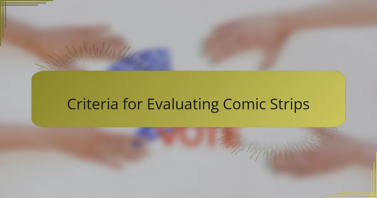 Criteria for Evaluating Comic Strips