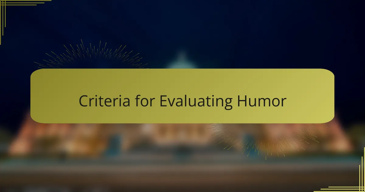 Criteria for Evaluating Humor