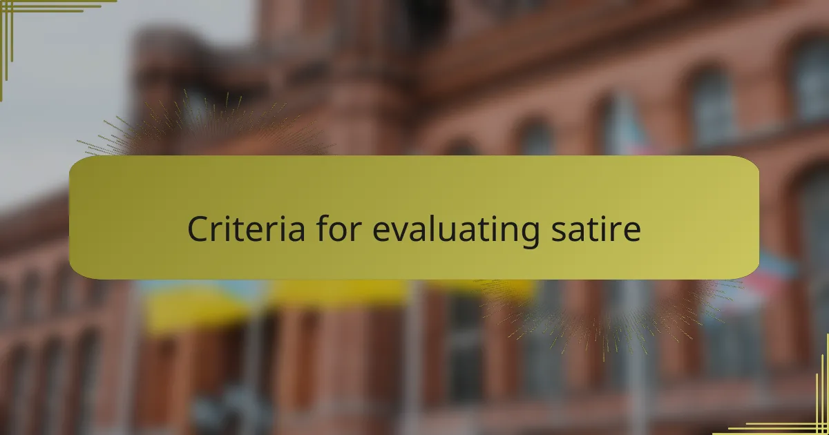 Criteria for evaluating satire