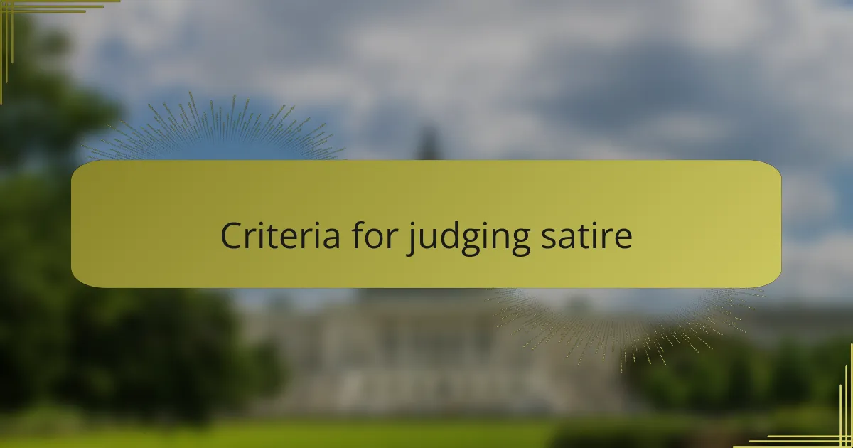 Criteria for judging satire