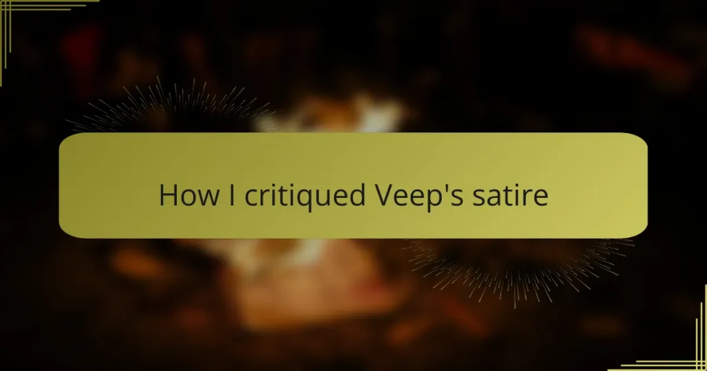 How I critiqued Veep’s satire