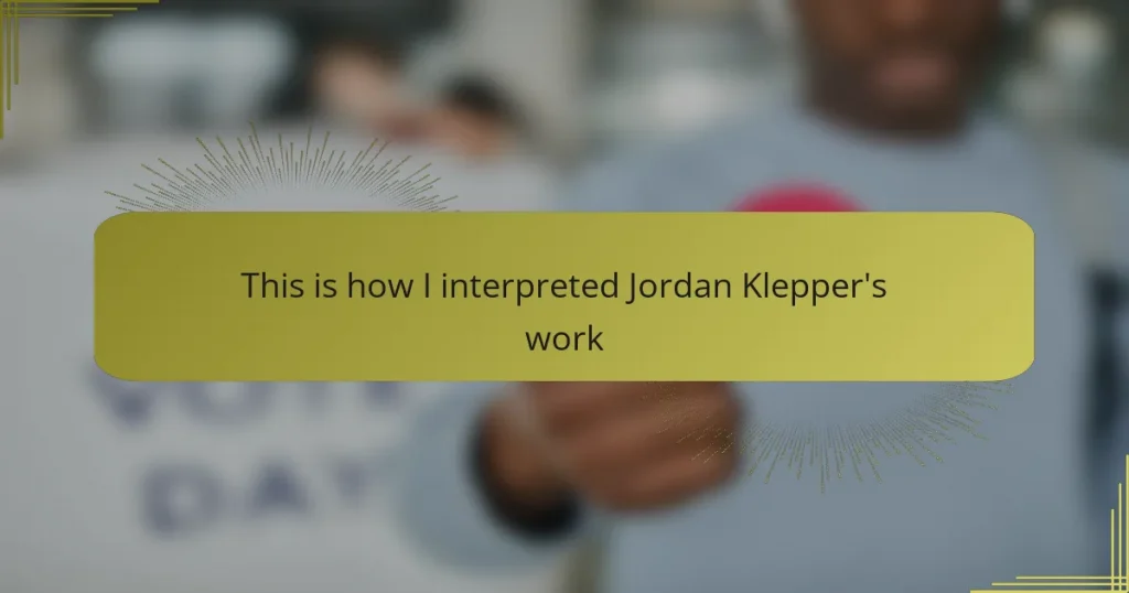 This is how I interpreted Jordan Klepper’s work