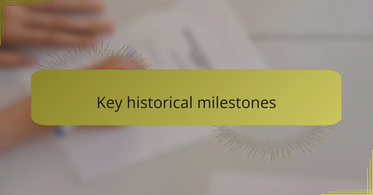 Key historical milestones