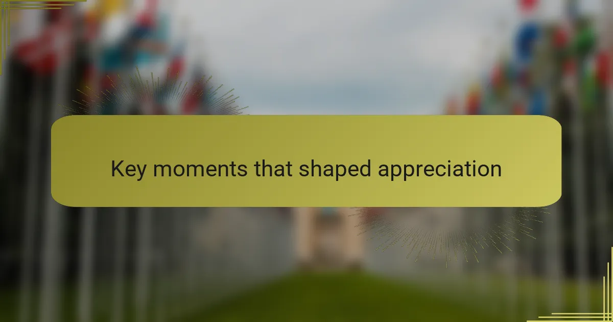 Key moments that shaped appreciation