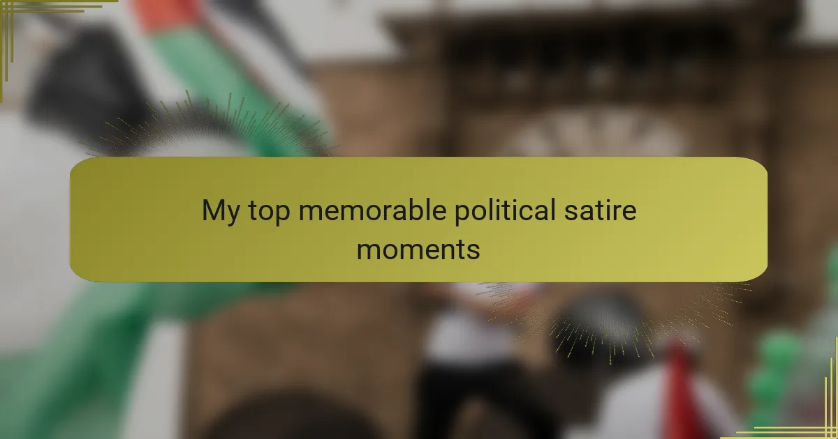 My top memorable political satire moments